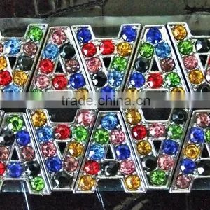 Wholesale Zinc Alloy 10mm Mixed Color Colorful Rhinestones Slide Letters thumbnail-2