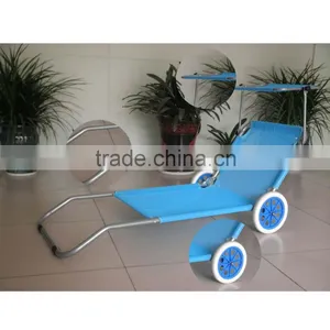 Outdoor Lounge Folding Beach Sleeping Chair Wheels Folding Chair With Sunshade Quality Choice thumbnail-3