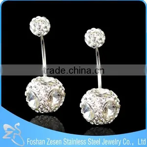 BR01746 Body Piercing Sapphire Crystal Heart Shaped 16 Gauge Navel Rings thumbnail-6