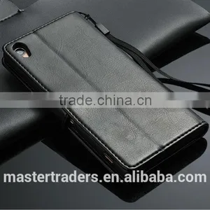 Original Fashion 64 Grain Stand Holder Wallet Flip PU Leather Case For Sony Z3 MT-3102 thumbnail-1