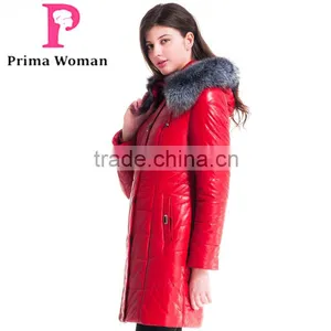 2015 Winter Women Medium Length Slim Fit Coat With Brown Fox Hat Overcoat thumbnail-3