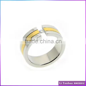 Stainless Steel Lathe Gold Plated Tension Setting Rings With Zircon thumbnail-1