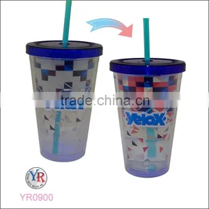 20OZ Tumbler, Double Wall Plastic Tumbler,BPA FREE Tumbler With Straw thumbnail-3