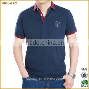 2016 OEM Custom Men Navy Cotton Classic Collar Dri Fit Polo Shirt Wholesale thumbnail-1