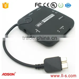 for Samsung Galaxy Note 3 N9000 Micro USB 2.0 Type 7 in 1 SD(HC) TF M2 MS Card Reader + 3 Ports OTG USB HUB thumbnail-1