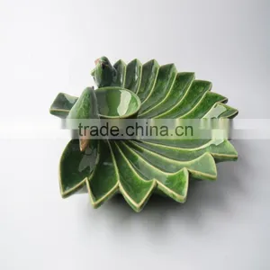 Ceramic Candle Holdre & Fruit Plate of Leaf Shape With Bird thumbnail-3