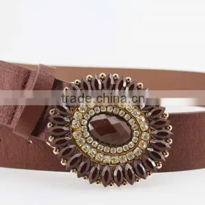 Vintage Style Women's Fashion PU Brand Belt With Shiny Rhinestone Square Shape Buckle thumbnail-6