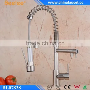 Beelee BL0783SN Single Handle Dual Spout Pull Out Sprayer Brushed Nickel Kitchen Faucet Quality Choice thumbnail-1