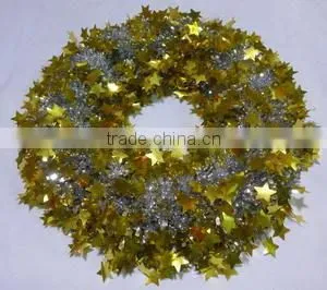 2015 Cheap PET Tinsel Wreath With Blue Star thumbnail-3