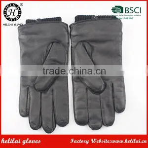 Helilai Customized Men Plain Warm Winter Black Leather Polyester Fur Linned Men Leather GLoves thumbnail-6