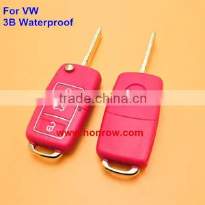 VW 3 Button Waterproof Remote Key Blank With Red Color thumbnail-1