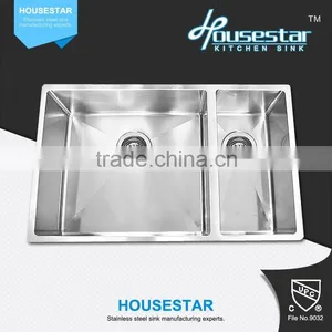 Exporting European Stainless Steel Sink Undermount Double Bowl Handmade Kitchen Sink 71544-3 thumbnail-1