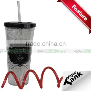 Double Walled Cold Drinking Cup With Straw thumbnail-1