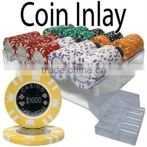 200pc Coin Inlay Poker Chip Set With Acrylic Case thumbnail-1
