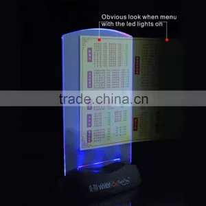 Plastic Acrylic Led Light Flashing Table Tent Card Holder ,Flashing Shining Display Holder For Wine Bar Party thumbnail-4