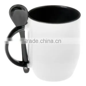 11oz Sublimation Spoon Mug/ Colorful Mug for Promotion/ Ceramic Mug Set/ Mug With Spoon thumbnail-1