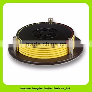 Double-sided High Quality Genuine Leather Coaster With Holder Coaster Set 16030 thumbnail-2