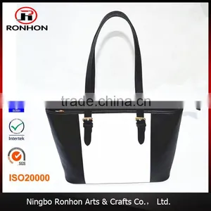 Classic Black and White Hand Bag, Tote Bag thumbnail-1