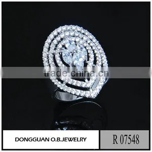 Brass Metal Finger Ring AAA Clear Zircon Silver Ring Designs for Girl thumbnail-1