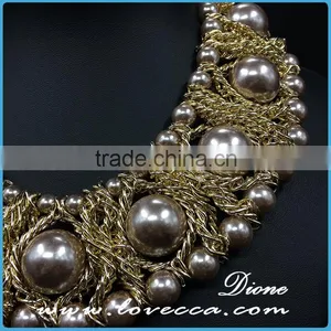 Hot Christmas Gift Jewelry Exaggerate Gold Chain Big Stone Collar Necklace thumbnail-4