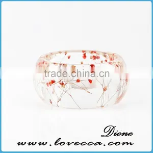 Very Beautiful Green Flowers Resin Bracelet /Dired Flower Resin Bangle thumbnail-4
