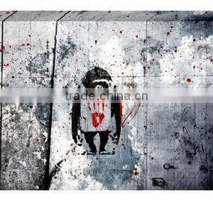 Hot! Abstract Monkey Style Black and White Print on Canvas thumbnail-1