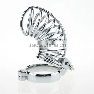 Padlock Hand-polished Sex Toys For Men Stainless Steel Lockable Penis Cage thumbnail-2