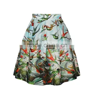2015 Women Long Skirt Birds Digital Printing Puff Skirt Cheap Price High Quality N19-16 thumbnail-1