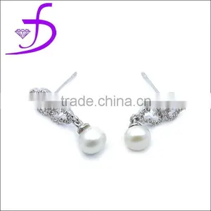 Wholesale Fashion Jewelry 925 Sterling Silver Pearl Drop Earring Ear Studs thumbnail-1