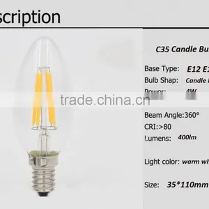 Led Filament Bulb 2W/4W E14 E12 Fialment Candle Bulbs White/warm White AC220V/110V Led Lighting Lamp Edison Bulb thumbnail-4