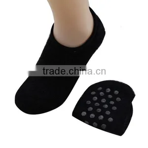 GSW-73 Custom Soft Pure Black Spa Socks Silicon Anti-slip Sole Nylon Women Ankle Socks thumbnail-1