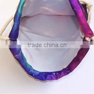 Promotional Canvas Pattern Printing Drawstring Backpack Bag thumbnail-2