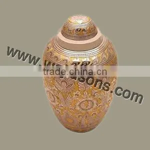 Fancy Brass New Urns for Home Used | Antique Metal Brass Urns | Cremation Used Urns thumbnail-1