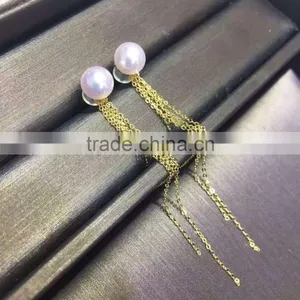 Gold Latest Design of Pearl Earrings for Fashion Women thumbnail-1