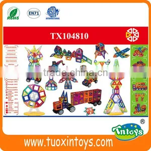198pcs Plastic DIY Magnetic Puzzle Blocks New Intelligent Toys for Children With Wheels thumbnail-1