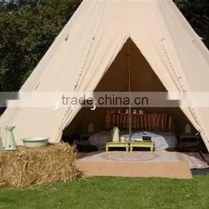 Beige Color Cotton Canvas Folding Luxury Camping Tent Outdoor thumbnail-4