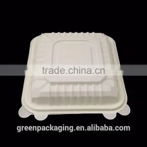 9x9x3 Inch Disposable Cornstarch Clamshell, Light Brown Color Top Quality and Biodegradable thumbnail-1