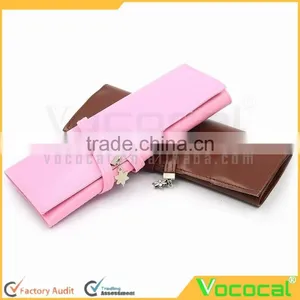 PU Leather Bandage Style Pen Bag Pencil Case Cosmetic Pouch Storage Bag Makeup Pouch With 3 Gel-ink Pens thumbnail-3