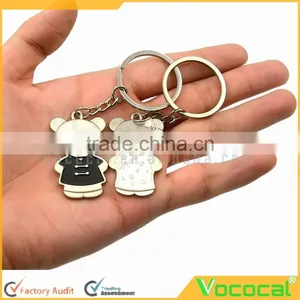 1 Pair of Cartoon Bear Couple Style Pendant Metal Keychain Key Ring Silver Hanging Ornament thumbnail-2