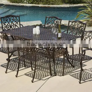 7-piece Dinning Set Extendable Long Table Set Cast Aluminum Outdoor Garden Furniture thumbnail-2