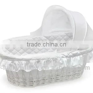 Wicker Baby Basket With Soft Lining and Hood thumbnail-1