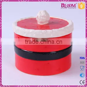 Round Shaped Ceramic Christmas Candy Jar With Lid thumbnail-3