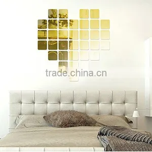 Square Roof Ceiling Decor Mirror Surface Crystal Wall Stickers DIY Acrylic 3D Home Decal Living Room Murals Wall Paper Decor thumbnail-3