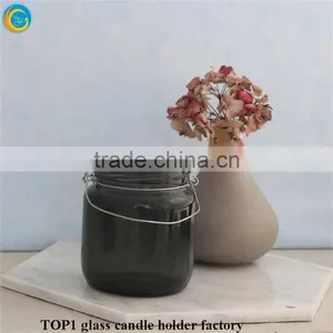 Homemade Snow Globes Mason Jar Glass Candle Jar in Grey thumbnail-1