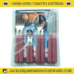 Plastic Handle 16pcs Flatware Set With Double Blister thumbnail-1