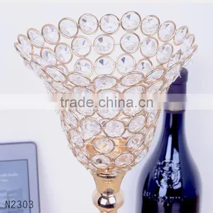 2016 New Design Morning Glory Crystal Candlestick Metal Plated Candle Holder Home Decoration thumbnail-4