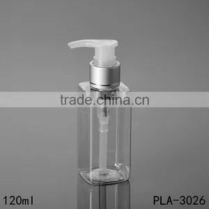 2017 Hot New Products Cosmetik Packaging Clear Empty 120ml Plastic Pet Square Bottle Pump Wholesale thumbnail-3