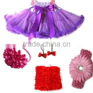 Cheap Wholesale Pink Kids Girls Full Pettiskirt Princess Girl Dancewear Kids Hair Accessories Set thumbnail-1