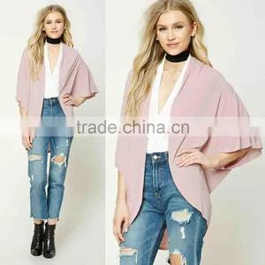 Elegant Ladies Bulk Women Fashion Long Sleeve Plain Dyed Solid Color Pleated Open-Front Cardigan Sweaters thumbnail-1