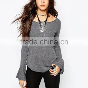 China Factory OEM ODM 2015 New Fashion Customized Oversized Bell Sleeve Top thumbnail-2